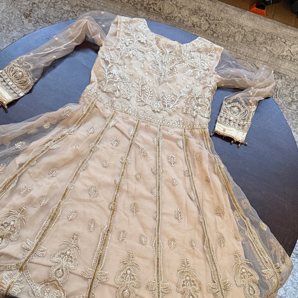 NEW Gold Anar Kali Pakistani dress